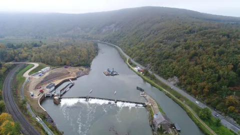 Barrage de Fumay (08), 2017, vue aérienne