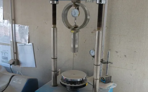 Presse et appareillage d'essais dans le laboratoire URANO de Warcq